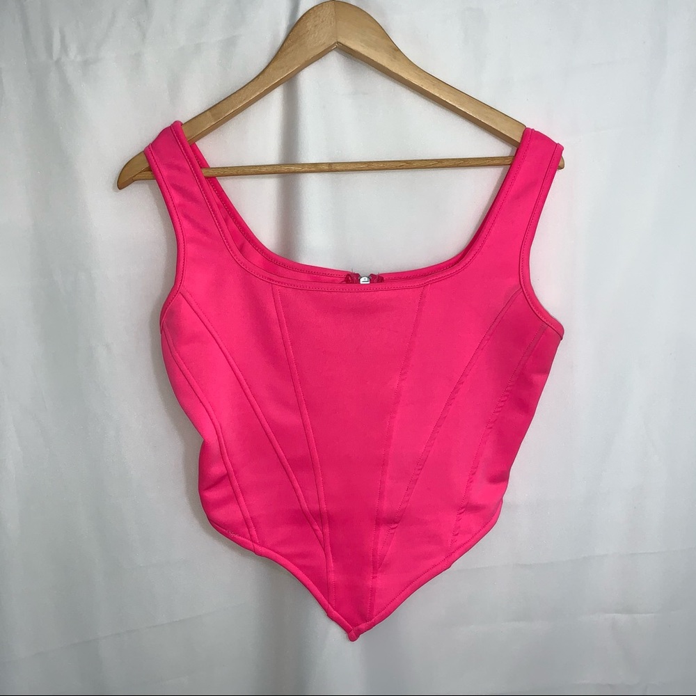 Hot Pink Crop Top Corset Style